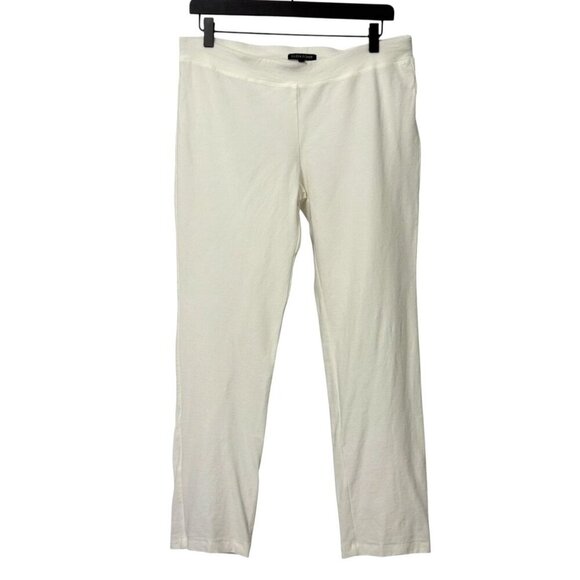Eileen Fisher White Stretch Crepe Pants Slim Fit Ankle Pull-On Stretch Size S - Picture 9 of 9